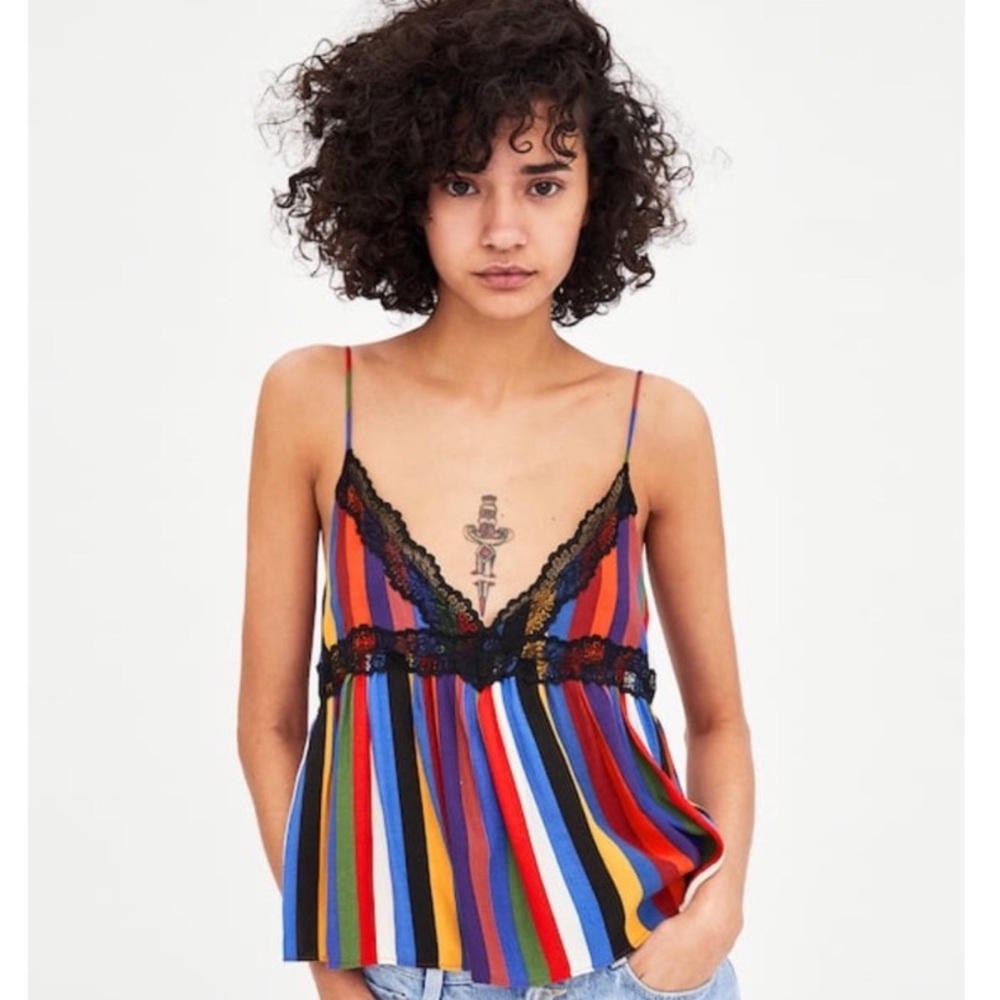 Zara Rainbow Striped Crop